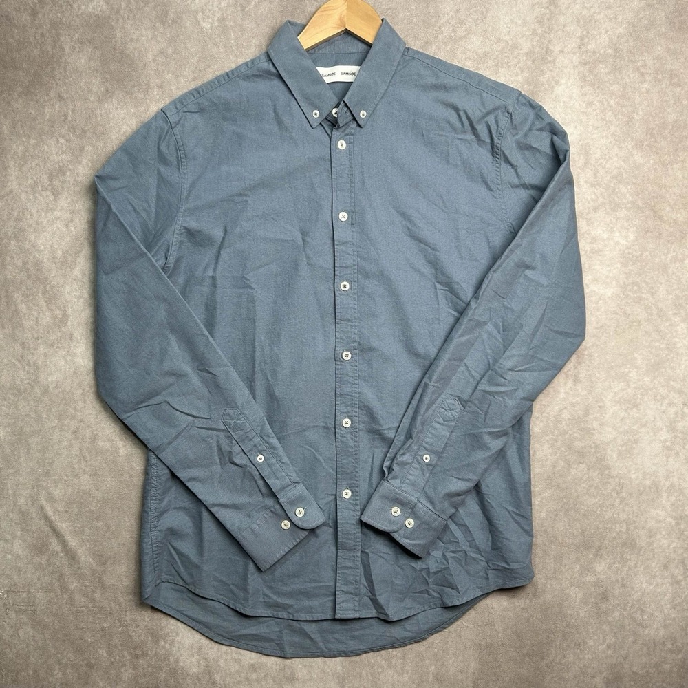 Samsoe Samsoe 100% Cotton L/S Button Down Shirt Blue Mens Size XL